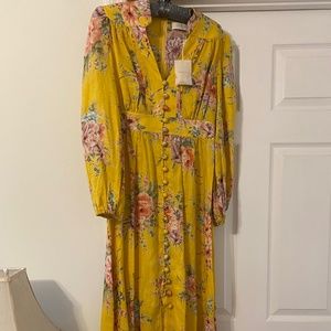 Zimmerman linen maxi dress, yellow floral, size 1 (6)